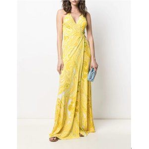 ETRO YELLOW MULTI PAISLEY VISCOSE MAXI DRESS SIZE IT 46 / US 12 NWOTS!